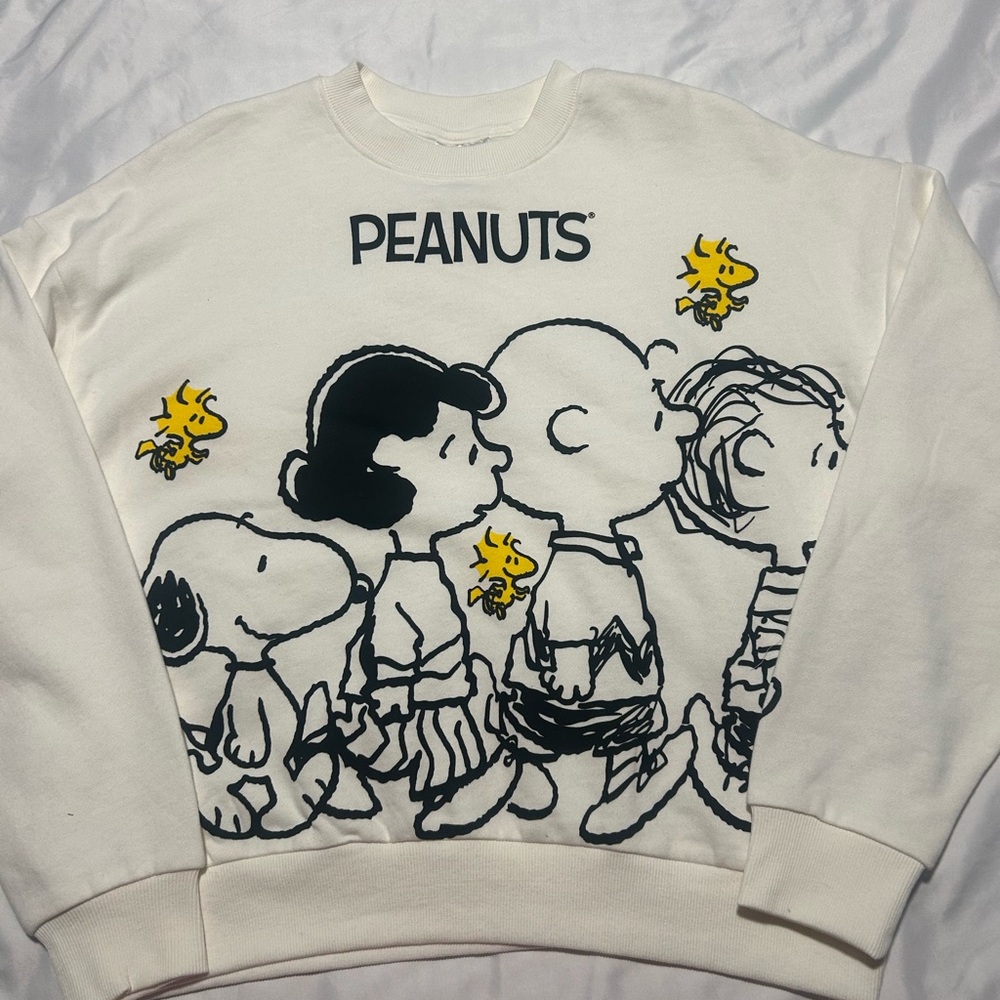 🥜🔥Peanuts The Gang Sweatshirt Crewneck XS White Graphic Pullover🥜🔥